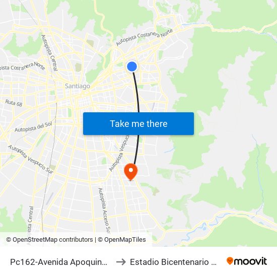 Pc162-Avenida Apoquindo / Esq. Rosa O'Higgins to Estadio Bicentenario Municipal De La Florida map