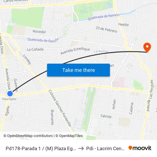 Pd178-Parada 1 / (M) Plaza Egaña to Pdi - Lacrim Central map