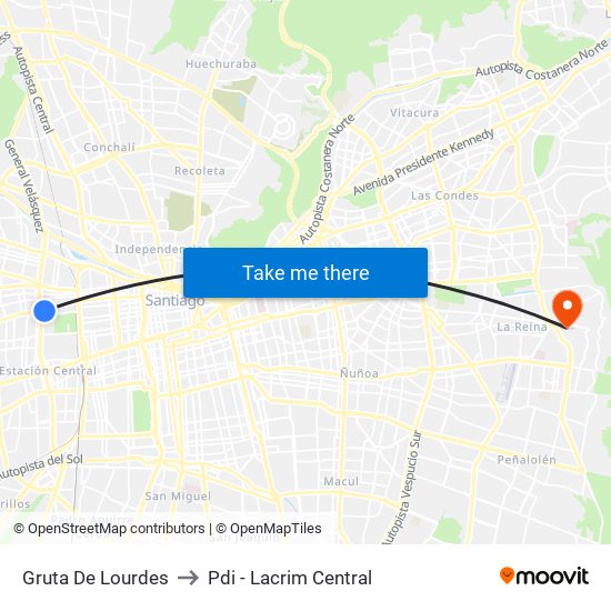 Gruta De Lourdes to Pdi - Lacrim Central map