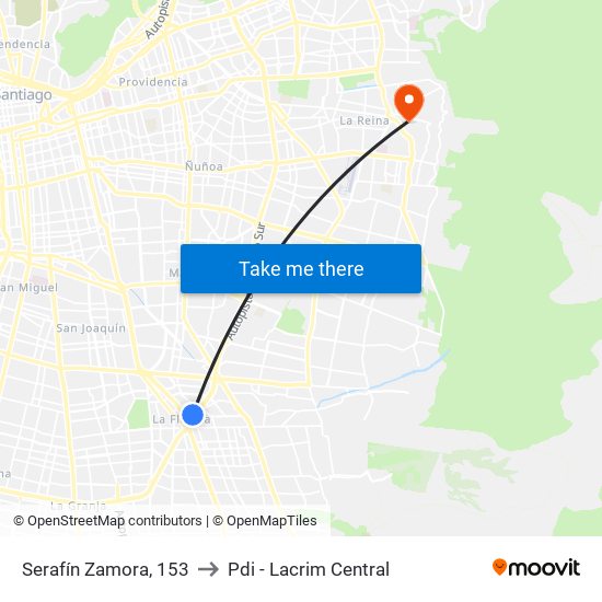 Serafín Zamora, 153 to Pdi - Lacrim Central map