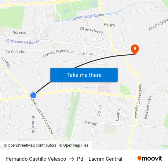 Fernando Castillo Velasco to Pdi - Lacrim Central map