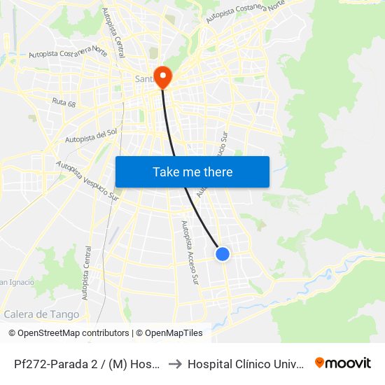 Pf272-Parada 2 / (M) Hospital Sótero Del Río to Hospital Clínico Universidad Católica map
