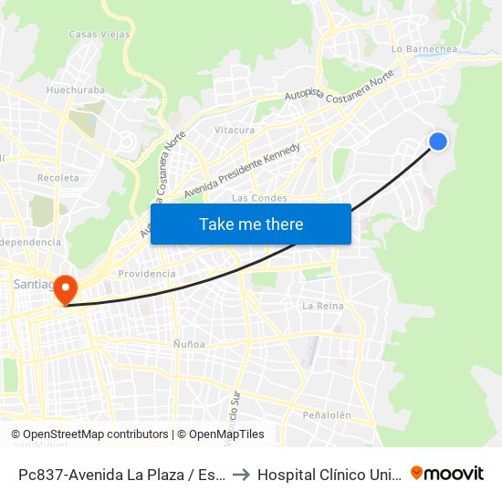 Pc837-Avenida La Plaza / Esq. Sn. Francisco De Asís to Hospital Clínico Universidad Católica map