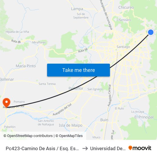 Pc423-Camino De Asis / Esq. Escrivá De Balaguer to Universidad Del Pacífico map