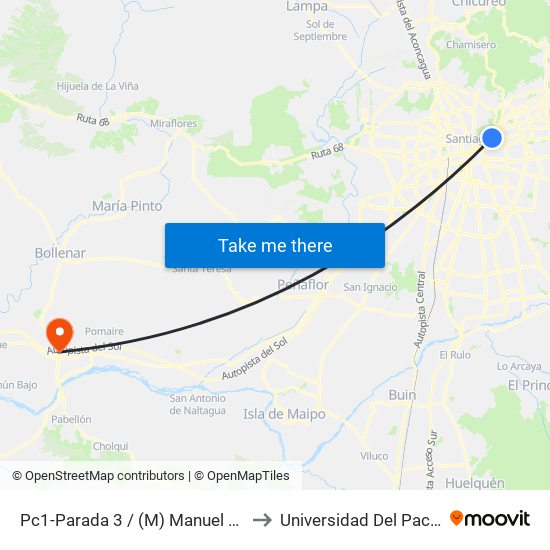 Pc1-Parada 3 / (M) Manuel Montt to Universidad Del Pacífico map