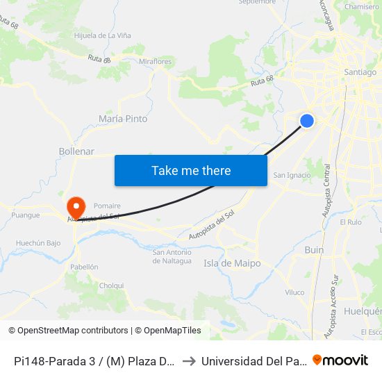 Pi148-Parada 3 / (M) Plaza De Maipú to Universidad Del Pacífico map