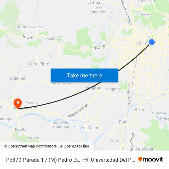 Pc370-Parada 1 / (M) Pedro De Valdivia to Universidad Del Pacífico map