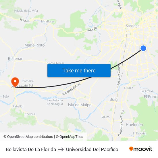 Bellavista De La Florida to Universidad Del Pacífico map