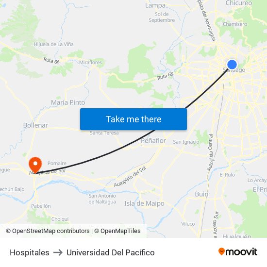 Hospitales to Universidad Del Pacífico map