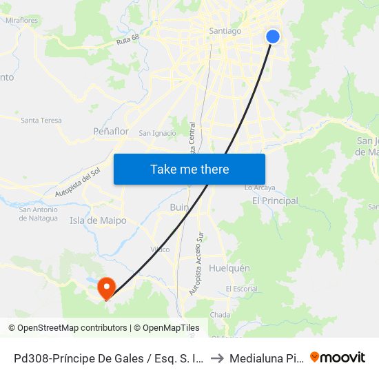 Pd308-Príncipe De Gales / Esq. S. Izquierdo to Medialuna Pintue map