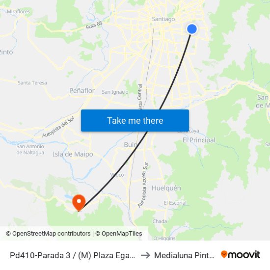 Pd410-Parada 3 / (M) Plaza Egaña to Medialuna Pintue map