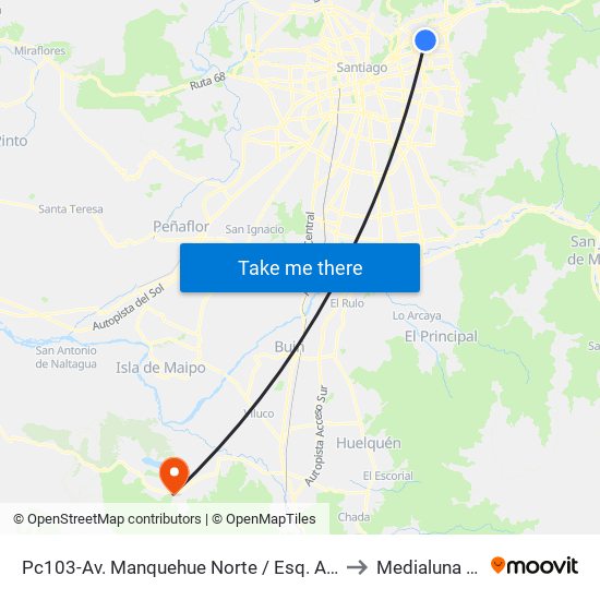 Pc103-Av. Manquehue Norte / Esq. Av. Pdte. Riesco to Medialuna Pintue map