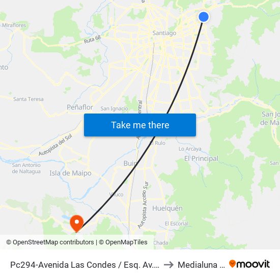 Pc294-Avenida Las Condes / Esq. Av. Padre H. Central to Medialuna Pintue map