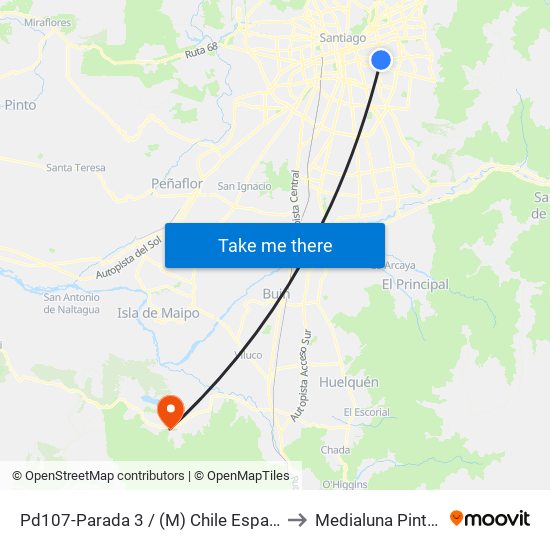 Pd107-Parada 3 / (M) Chile España to Medialuna Pintue map