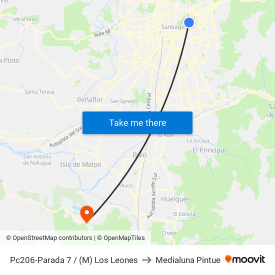 Pc206-Parada 7 / (M) Los Leones to Medialuna Pintue map