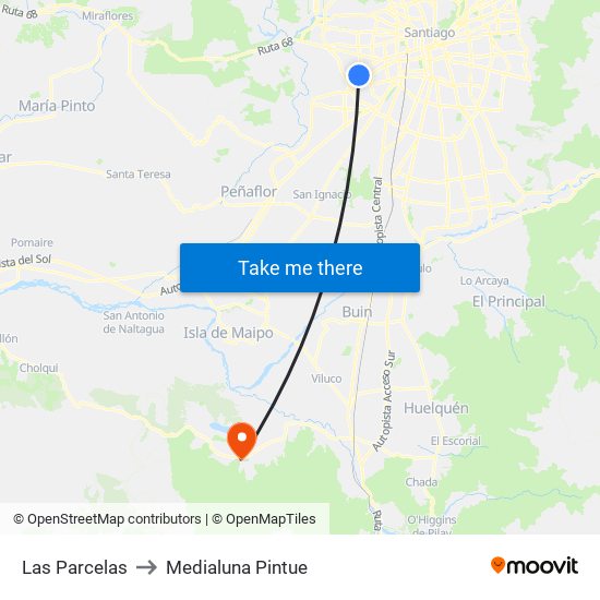 Las Parcelas to Medialuna Pintue map