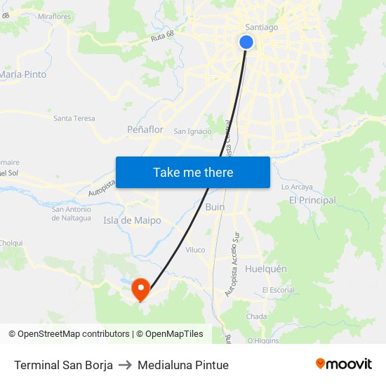 Terminal San Borja to Medialuna Pintue map