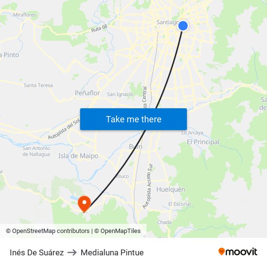 Inés De Suárez to Medialuna Pintue map