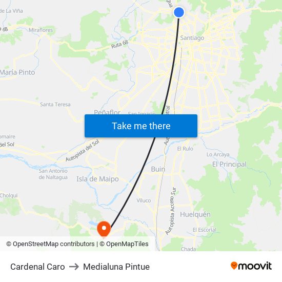 Cardenal Caro to Medialuna Pintue map