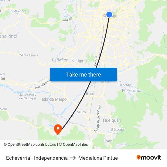 Echeverría - Independencia to Medialuna Pintue map