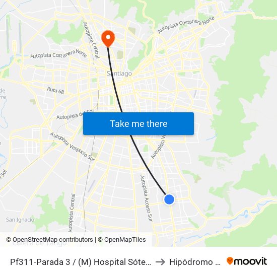 Pf311-Parada 3 / (M) Hospital Sótero Del Río to Hipódromo Chile map