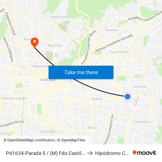 Pd1634-Parada 5 / (M) Fdo.Castillo V. to Hipódromo Chile map