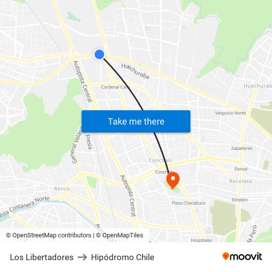 Los Libertadores to Hipódromo Chile map