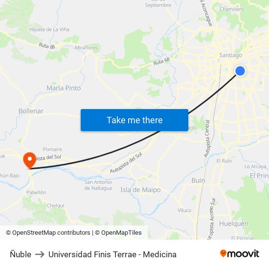 Ñuble to Universidad Finis Terrae - Medicina map