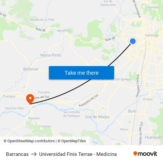 Barrancas to Universidad Finis Terrae - Medicina map