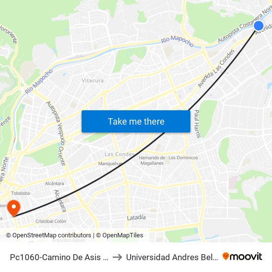 Pc1060-Camino De Asis / Esq. Escrivá De Balaguer to Universidad Andres Bello, Facultad De Negocios map