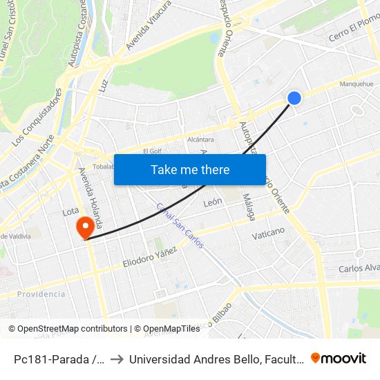 Pc181-Parada / Omnium to Universidad Andres Bello, Facultad De Negocios map