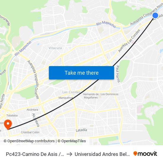 Pc423-Camino De Asis / Esq. Escrivá De Balaguer to Universidad Andres Bello, Facultad De Negocios map