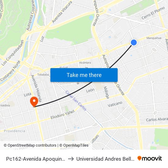 Pc162-Avenida Apoquindo / Esq. Rosa O'Higgins to Universidad Andres Bello, Facultad De Negocios map