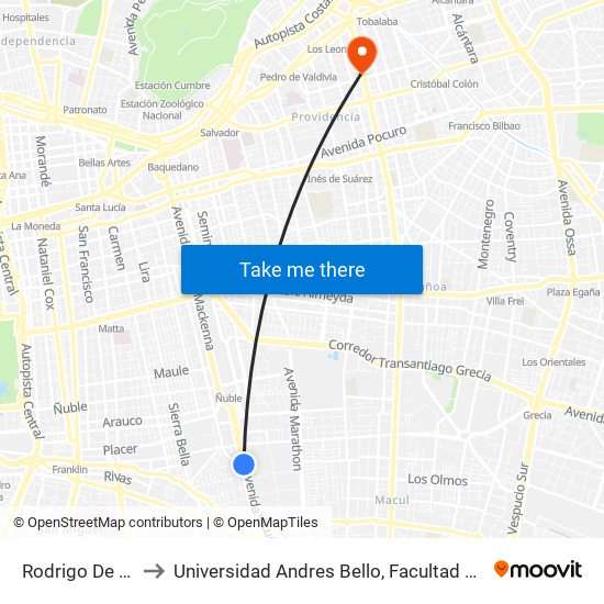 Rodrigo De Araya to Universidad Andres Bello, Facultad De Negocios map