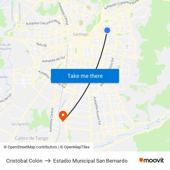 Cristóbal Colón to Estadio Municipal San Bernardo map