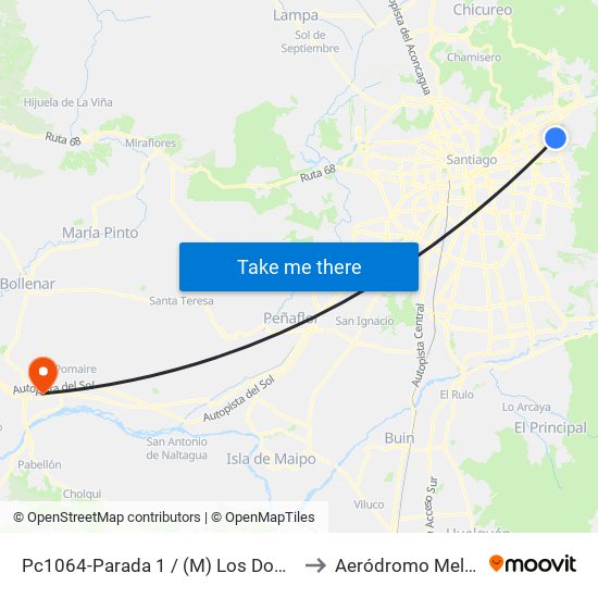 Pc1064-Parada 1 / (M) Los Dominicos to Aeródromo Melipilla map
