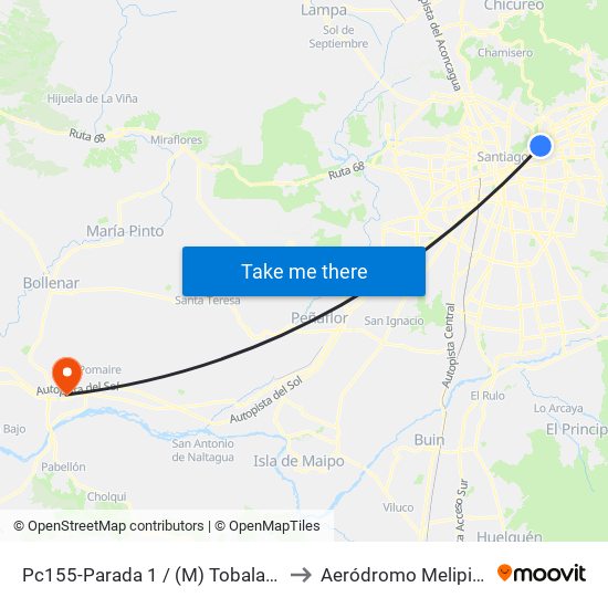 Pc155-Parada 1 / (M) Tobalaba to Aeródromo Melipilla map