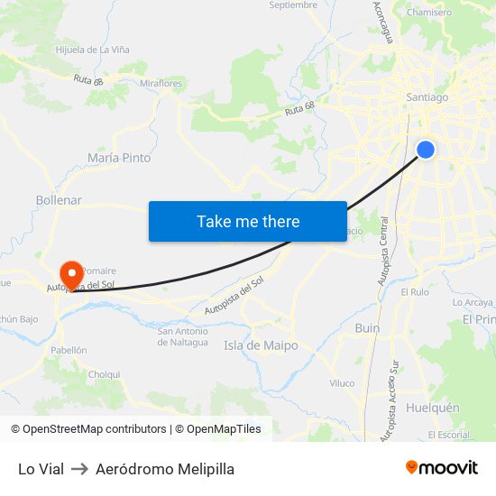 Lo Vial to Aeródromo Melipilla map