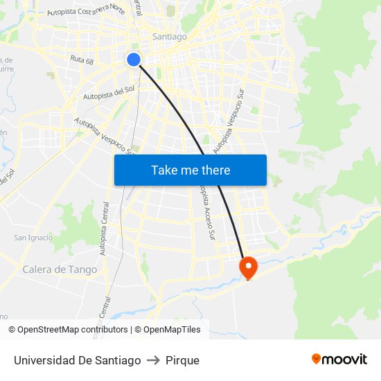 Universidad De Santiago to Pirque map