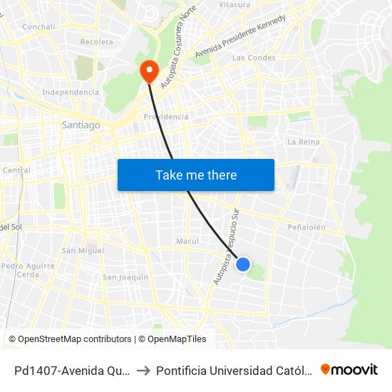 Pd1407-Avenida Quilín / Esq. Hacienda Macul to Pontificia Universidad Católica De Chile - Campus Lo Contador map