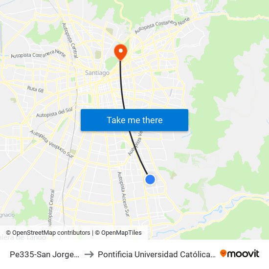 Pe335-San Jorge / Esq. Santa Cecilia to Pontificia Universidad Católica De Chile - Campus Lo Contador map