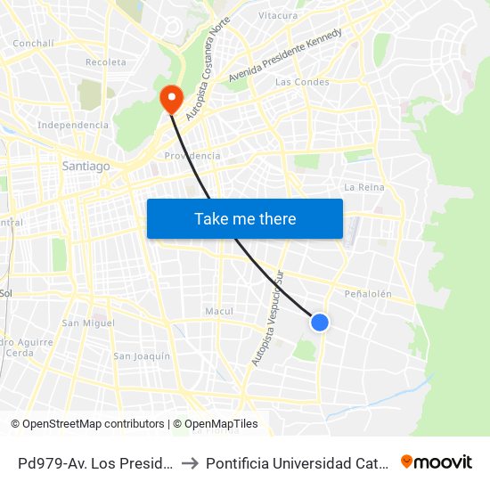 Pd979-Av. Los Presidentes / Esq. Avenida Tobalaba to Pontificia Universidad Católica De Chile - Campus Lo Contador map