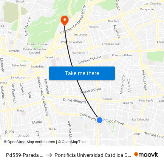 Pd559-Parada 2 / Pedagógico to Pontificia Universidad Católica De Chile - Campus Lo Contador map