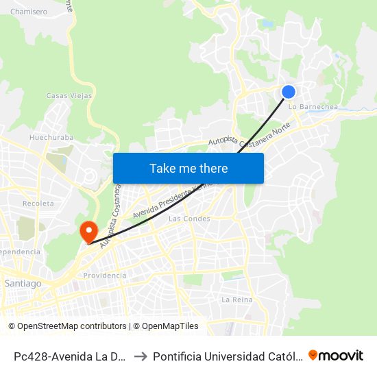 Pc428-Avenida La Dehesa / Esq. Luis Bascuñán to Pontificia Universidad Católica De Chile - Campus Lo Contador map