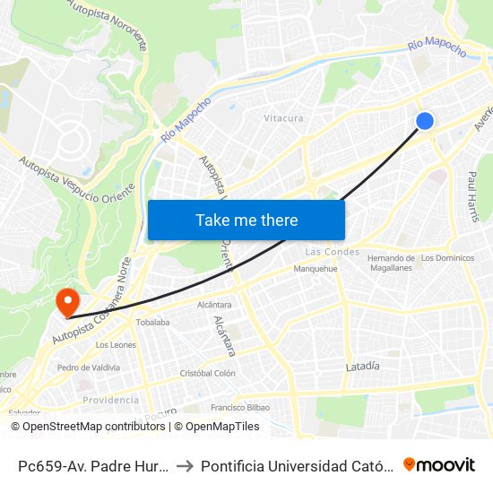 Pc659-Av. Padre Hurtado-Norte / Esq. Colorado to Pontificia Universidad Católica De Chile - Campus Lo Contador map