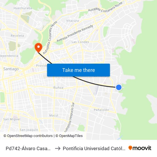 Pd742-Álvaro Casanova / Esq. Avenida Larraín to Pontificia Universidad Católica De Chile - Campus Lo Contador map
