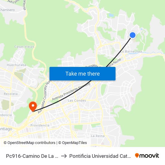 Pc916-Camino De La Laguna / Esq. Camino La Brisa to Pontificia Universidad Católica De Chile - Campus Lo Contador map