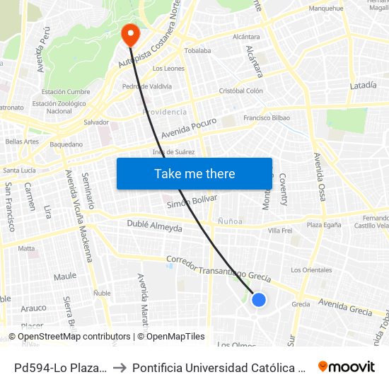 Pd594-Lo Plaza / Esq. Punitaqui to Pontificia Universidad Católica De Chile - Campus Lo Contador map