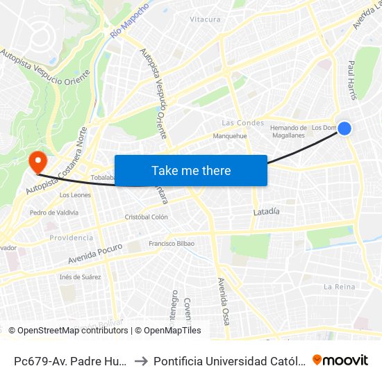 Pc679-Av. Padre Hurtado-Sur / Esq. Patagonia to Pontificia Universidad Católica De Chile - Campus Lo Contador map