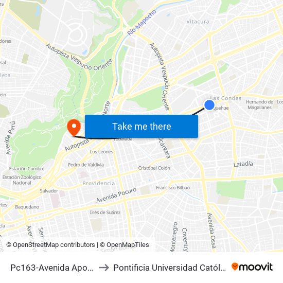 Pc163-Avenida Apoquindo / Esq. La Capitanía to Pontificia Universidad Católica De Chile - Campus Lo Contador map